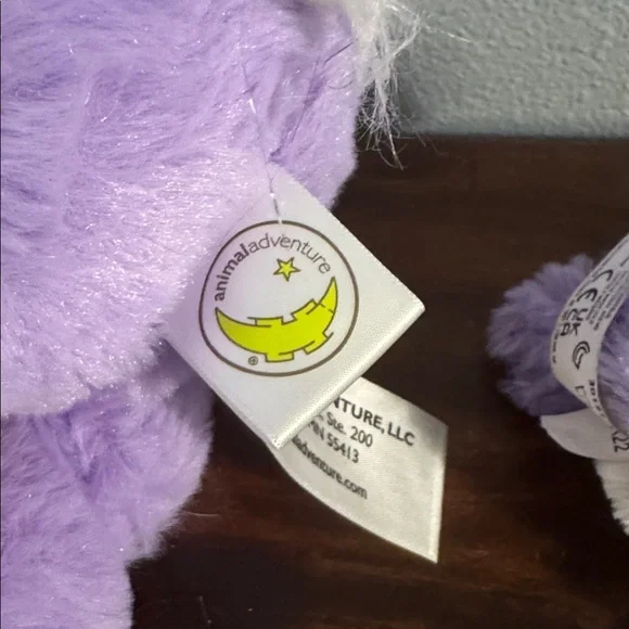 Purple Plush Stuffed Bunny with Pink Ribbon and Mini Kitty 16” Easter - Picture 4 of 5